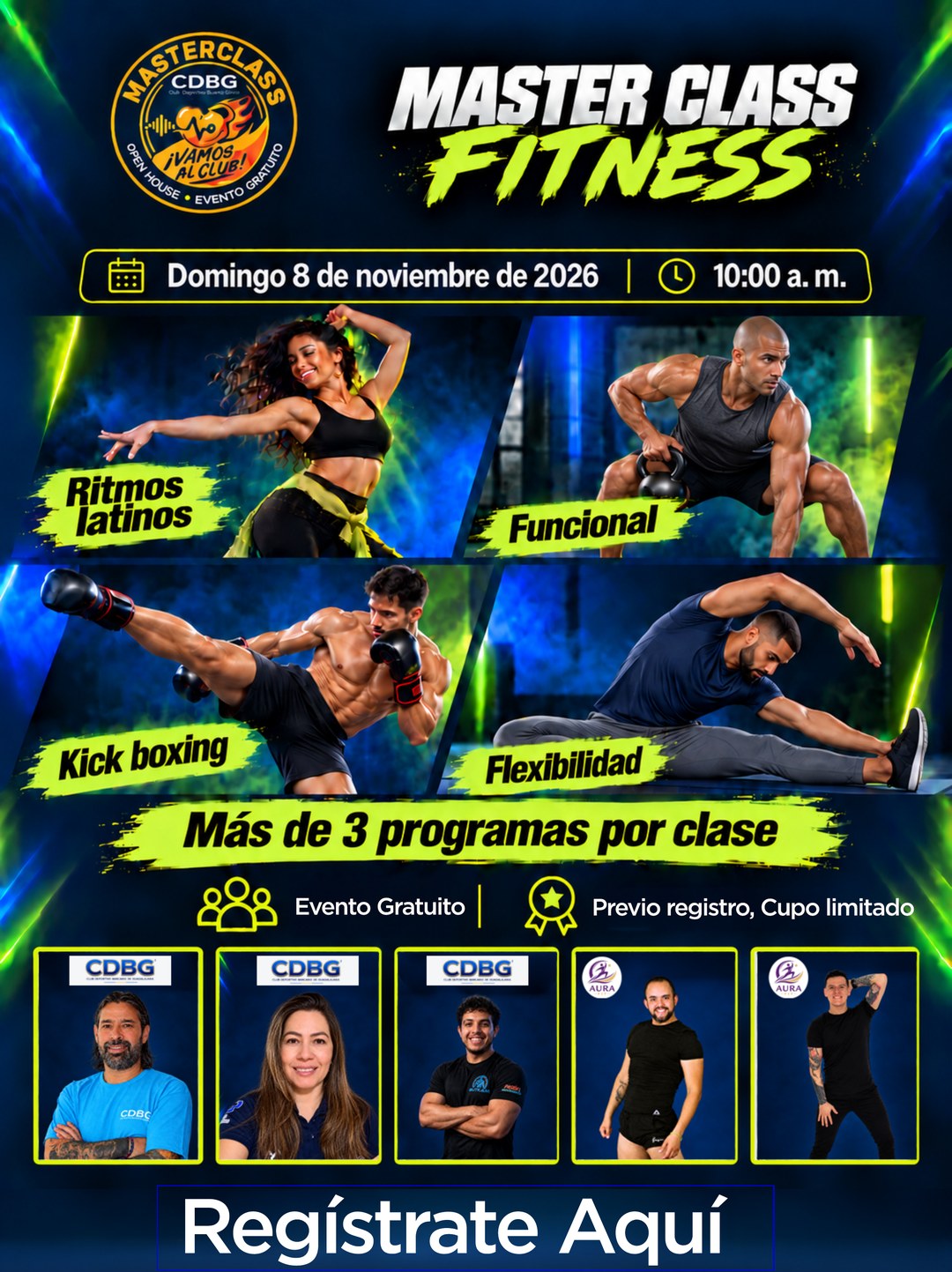 Master Class Fitness CDBG Open House, domingo 8 de noviembre de 2026