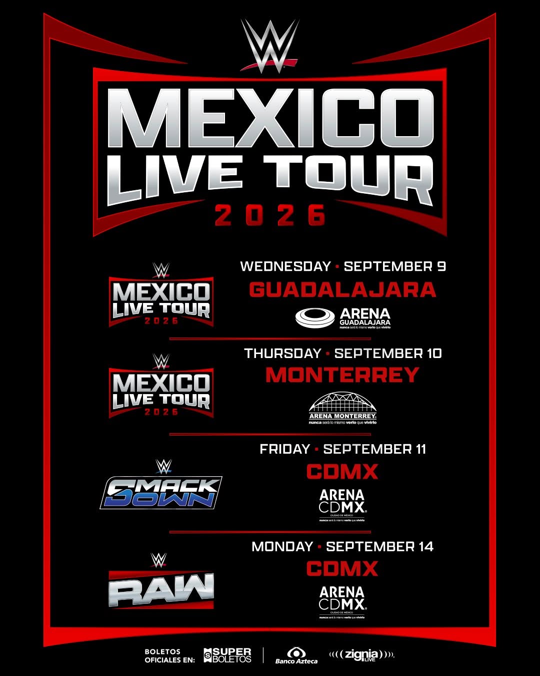 WWE MEXICO LIVE TOUR 2026